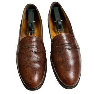 Alden Bespoke 0324 Brown Scotch Grain Full Strap Leather Loafers Size 10.5 AAA/A